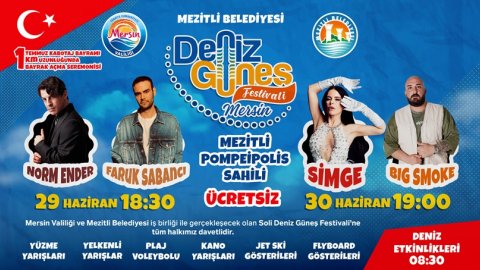 Mezitli Belediyesi'nin Deniz Güneş Festivali başlıyor