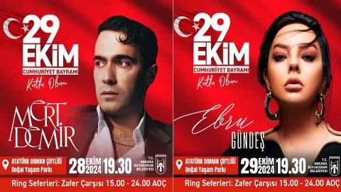 Ankara Büyükşehir Belediyesi 29 Ekim'i Mert Demir ve Ebru Gündeş konseri ile kutlayacak