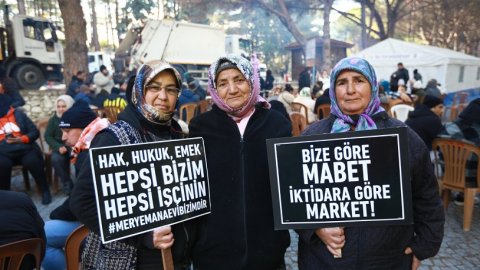 Efes Selçuk'ta emekçilerin nöbeti sürüyor: Ekmeğimizden aşımızdan vazgeçmeyeceğiz 