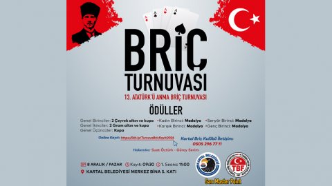 Kartal’da '13. Atatürk’ü Anma Briç Turnuvası' heyecanı yaşanacak