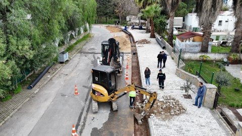 Bodrum Belediyesi'nden yağmur suyu hattı çalışması